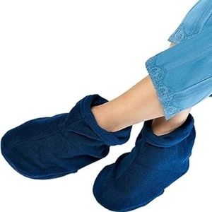 Blue Fleece Heated Slippers Aromatherapy Foot Warmer Booties